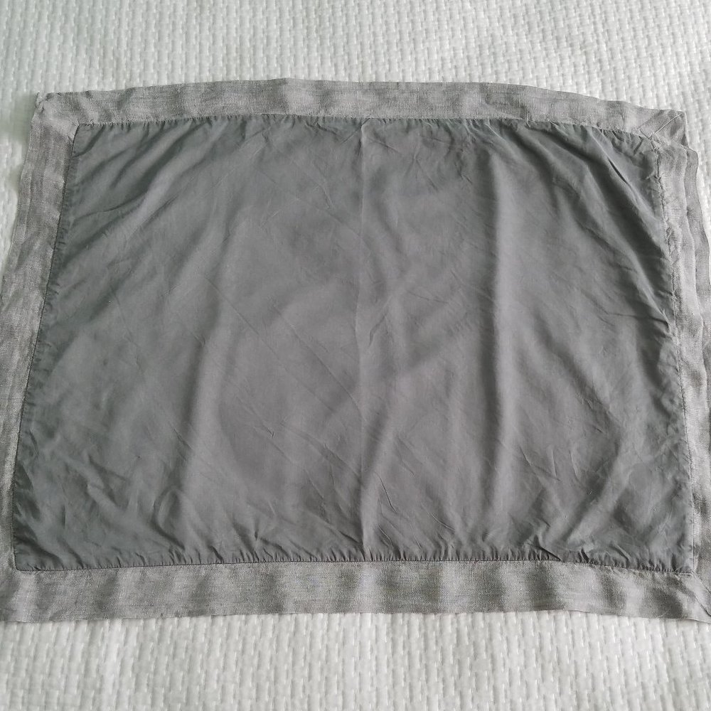 Pottery Barn Pillow Sham Linen Flange Trim Gray